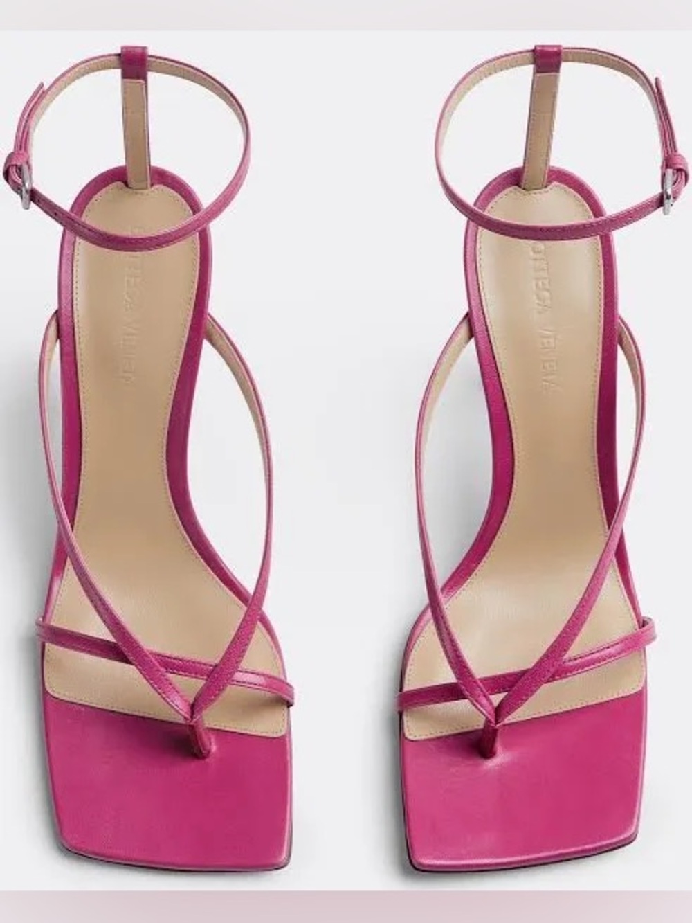 Bottega Veneta Pink Strappy Square-Toe Heeled Sandals (worn once!)